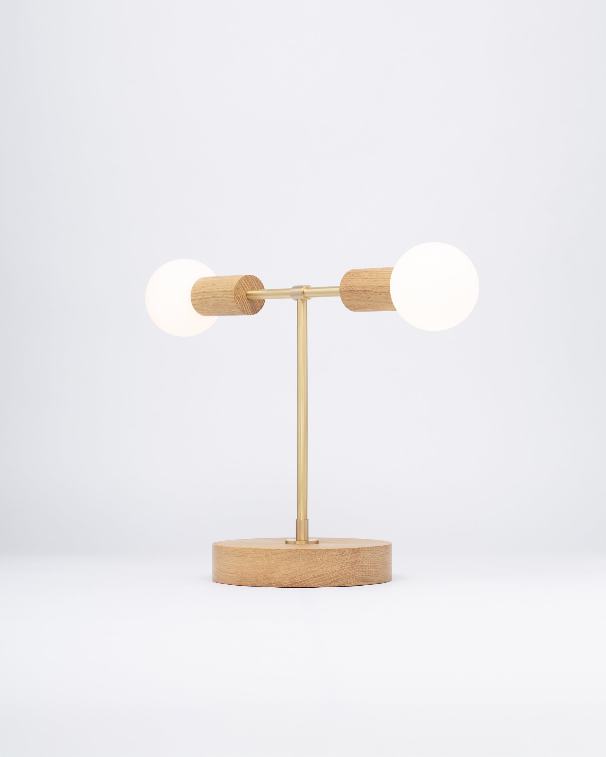 Oslo Double Sphere Dim to Warm Oak Table Lamp