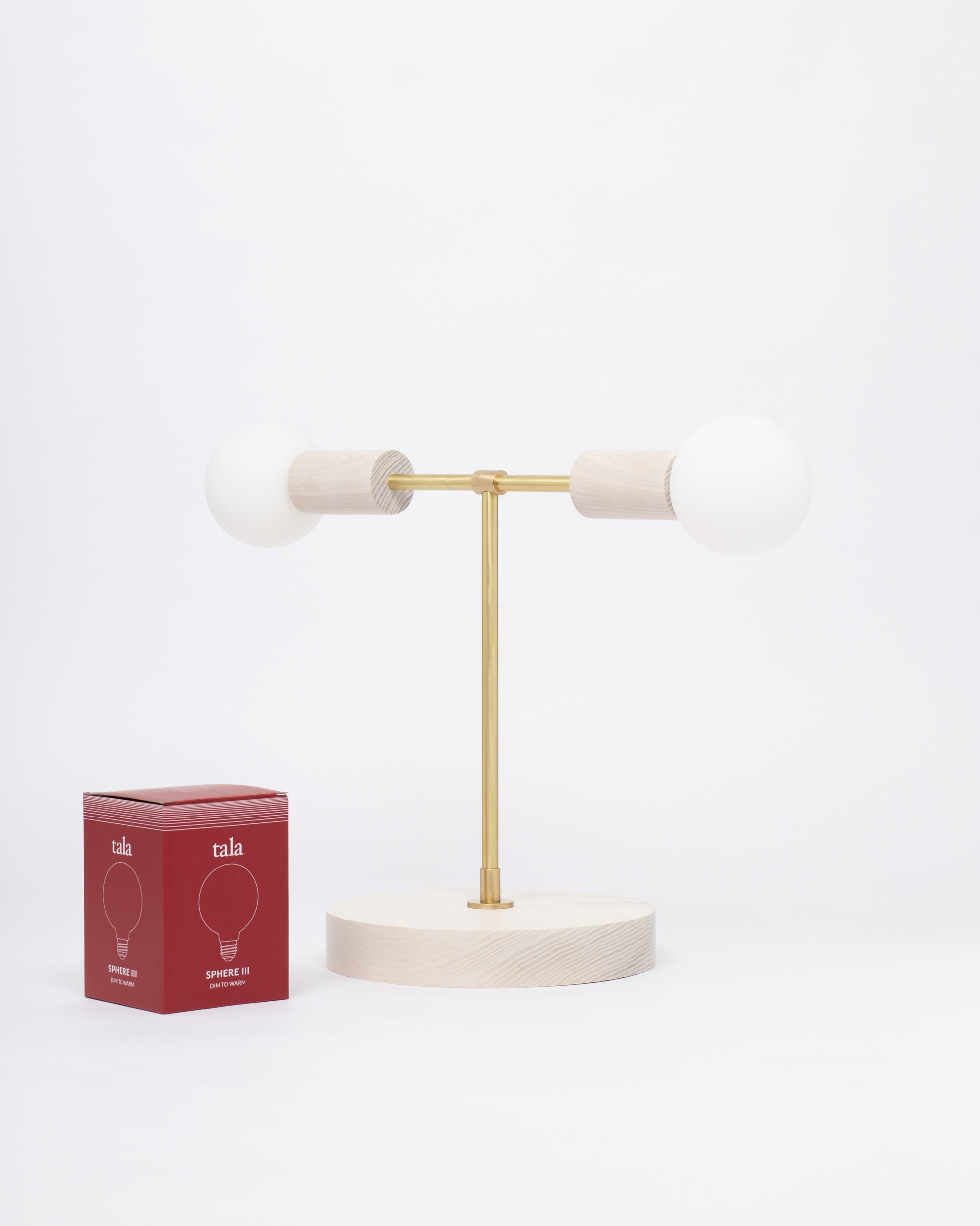 Oslo White Ash Double Sphere Dim To Warm Table Lamp