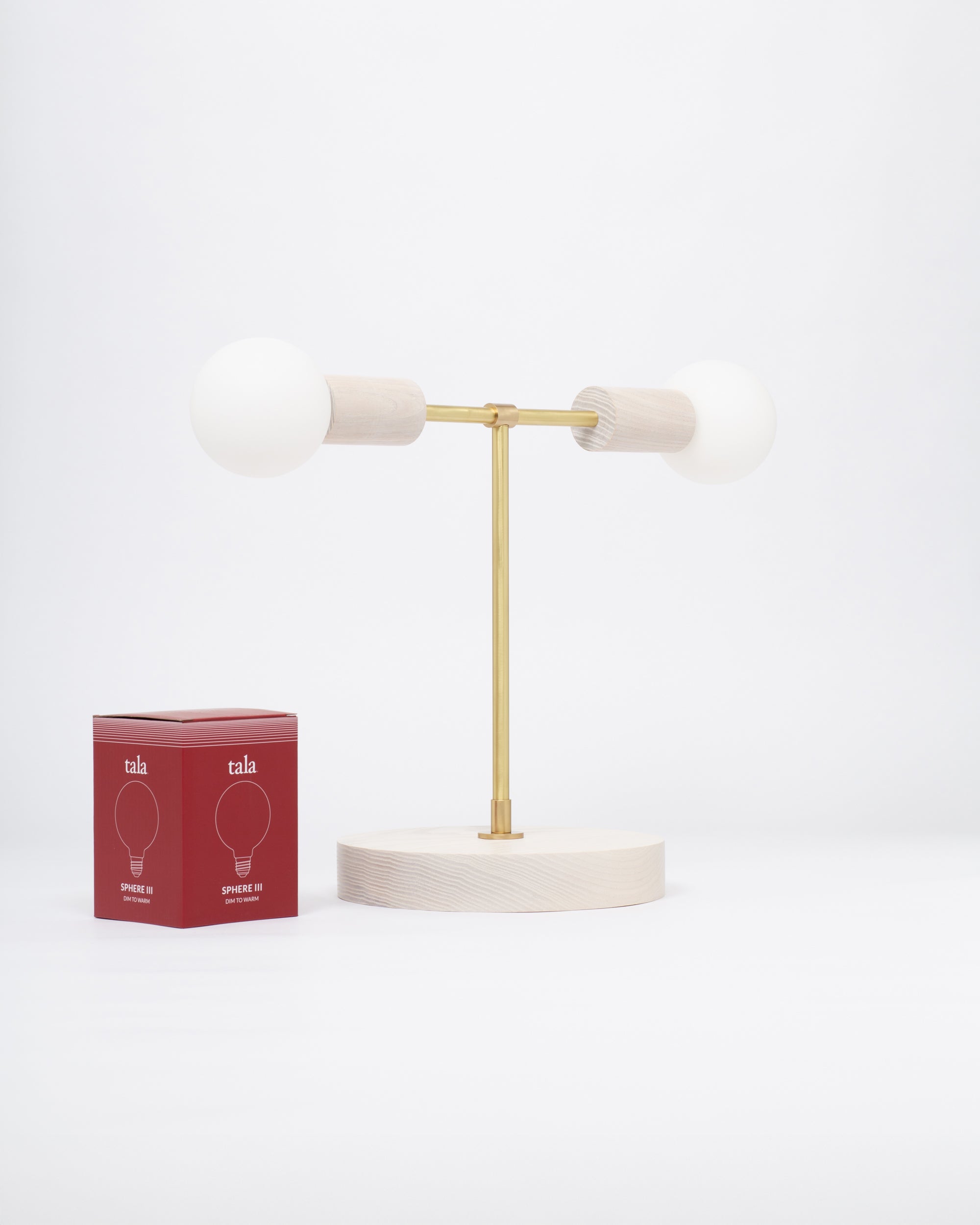 Oslo White Ash Double Sphere Dim To Warm Table Lamp