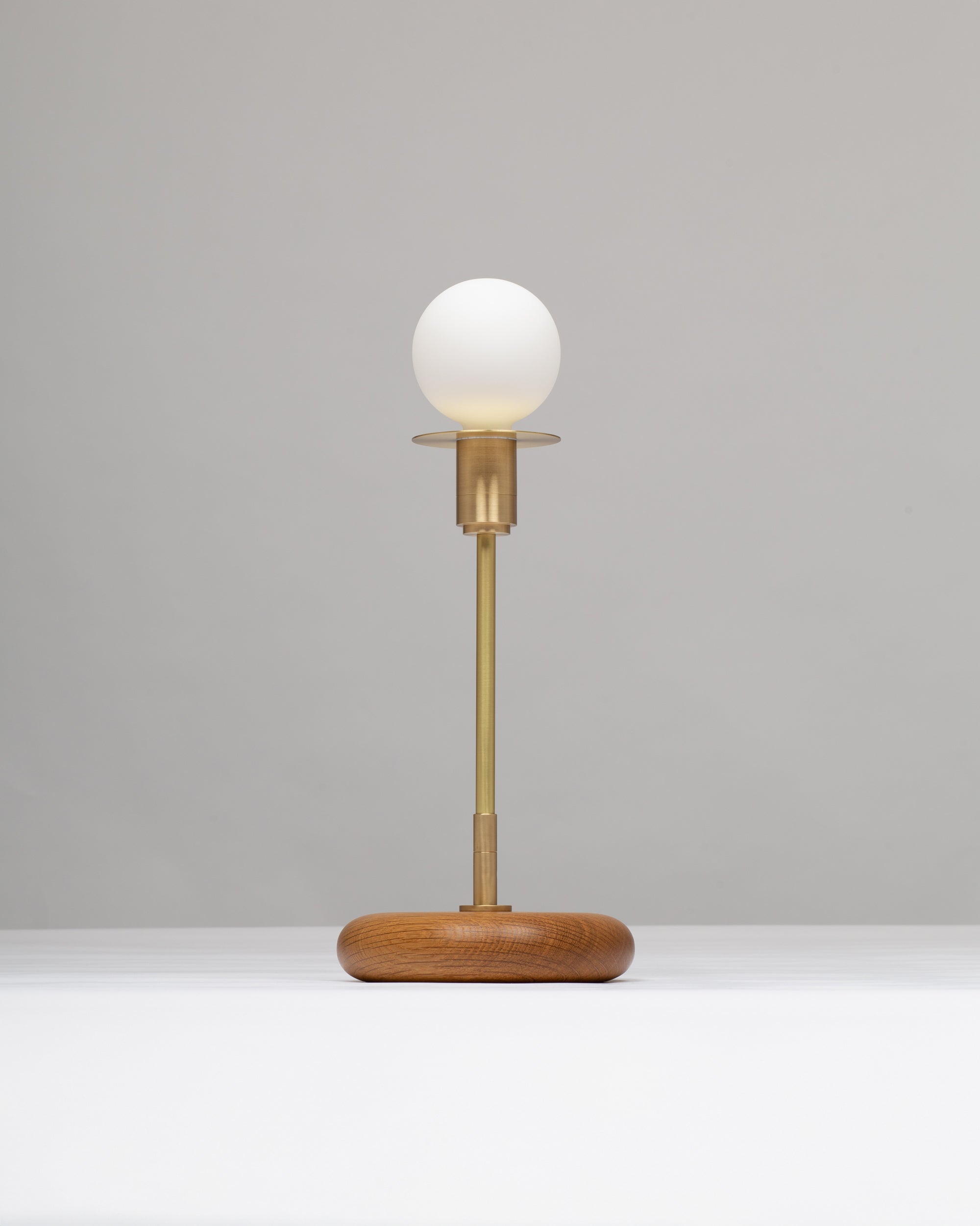 Pebble Smoked Oak Disc Sphere Table Lamp