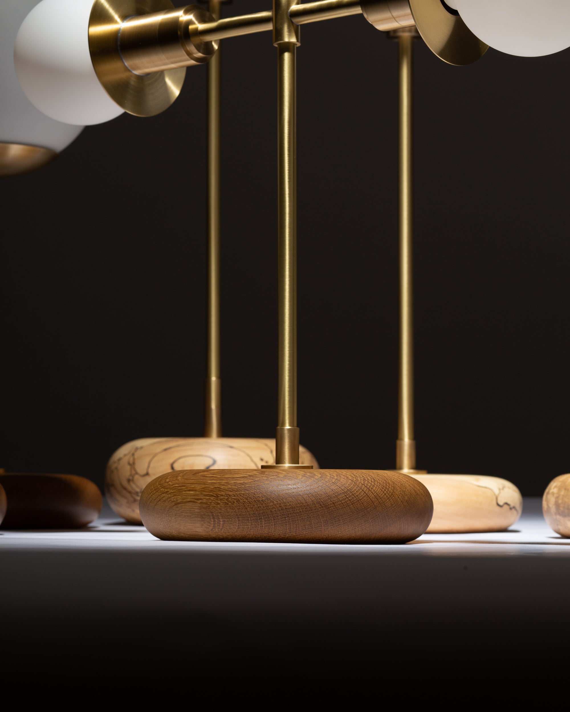 Pebble Smoked Oak Disc Sphere Table Lamp