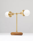 Smoked Oak Pebble Double Disc Sphere Table Lamp