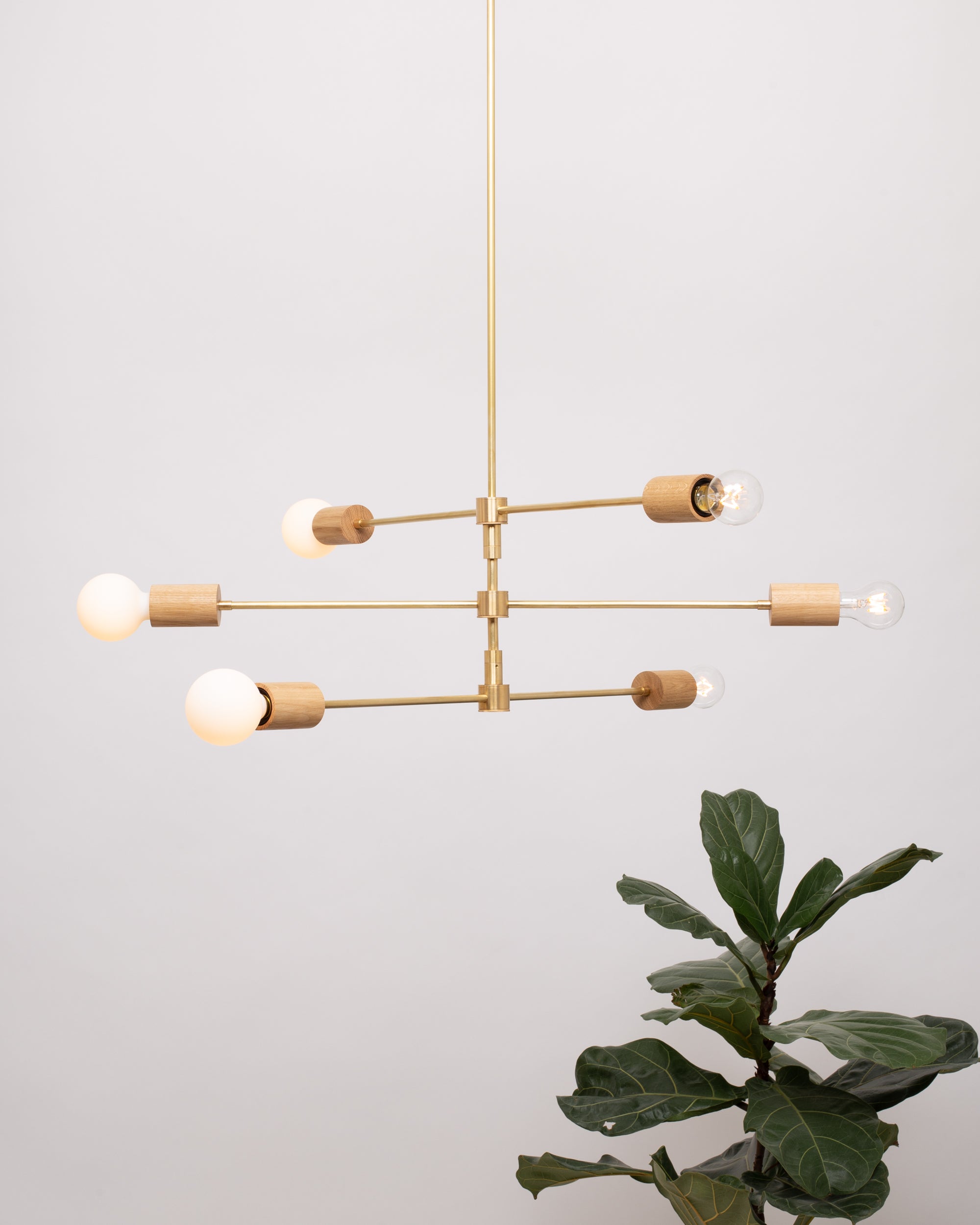 Triple Teir Brass Pendant Oak