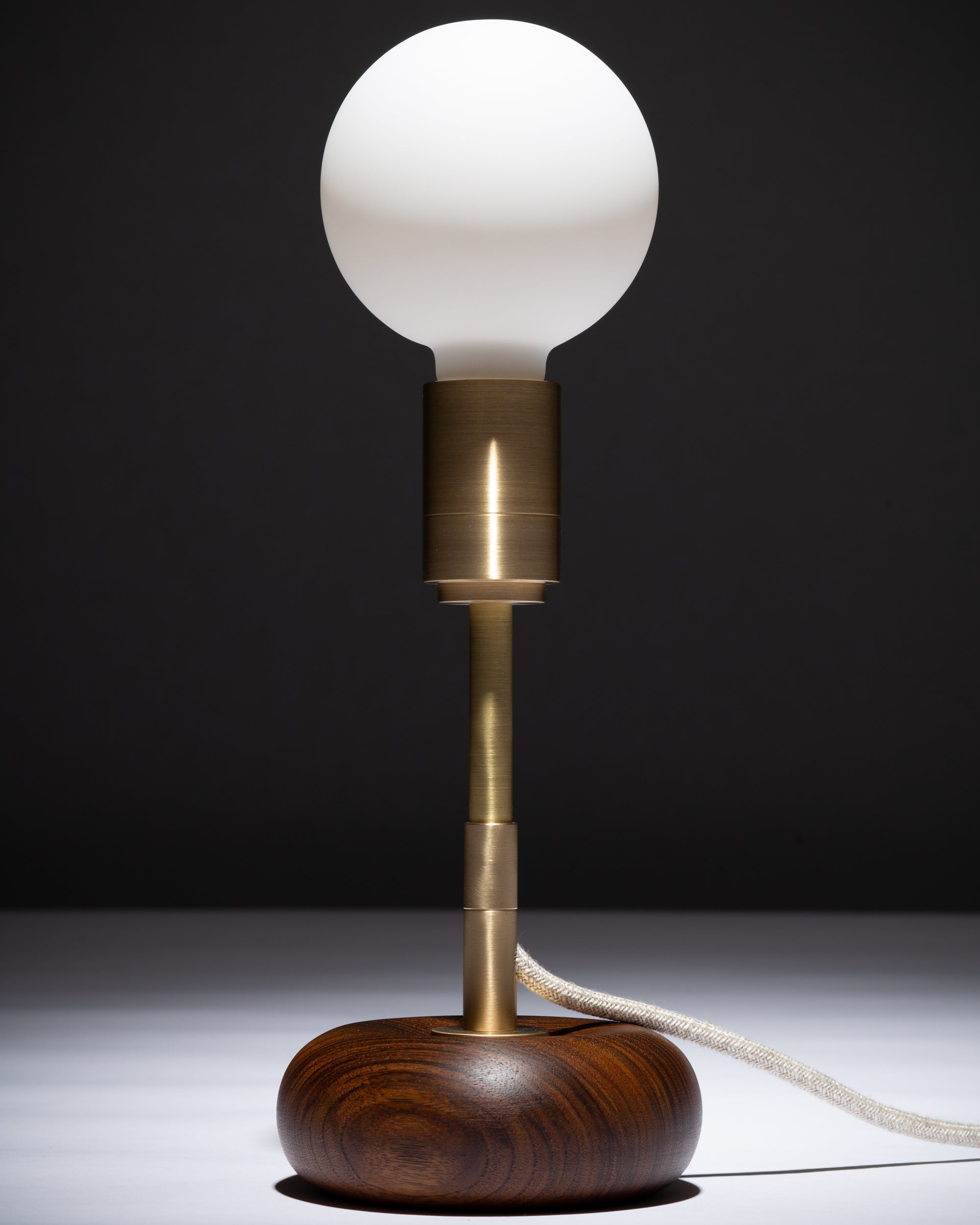 Walnut Mini Pebble Disc Sphere Table Lamp