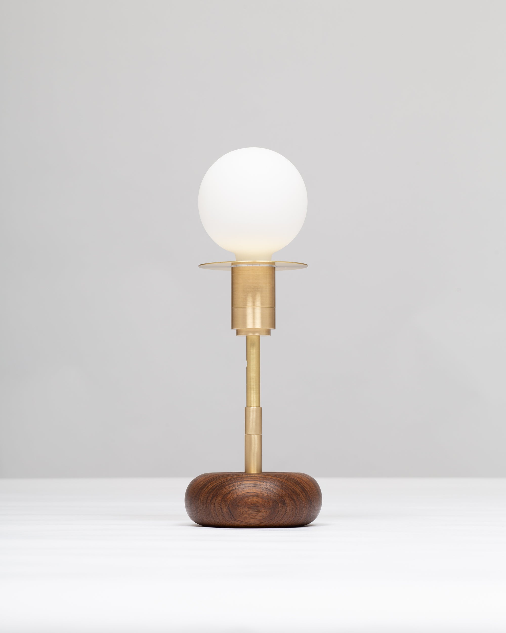 Walnut Mini Pebble Disc Sphere Table Lamp