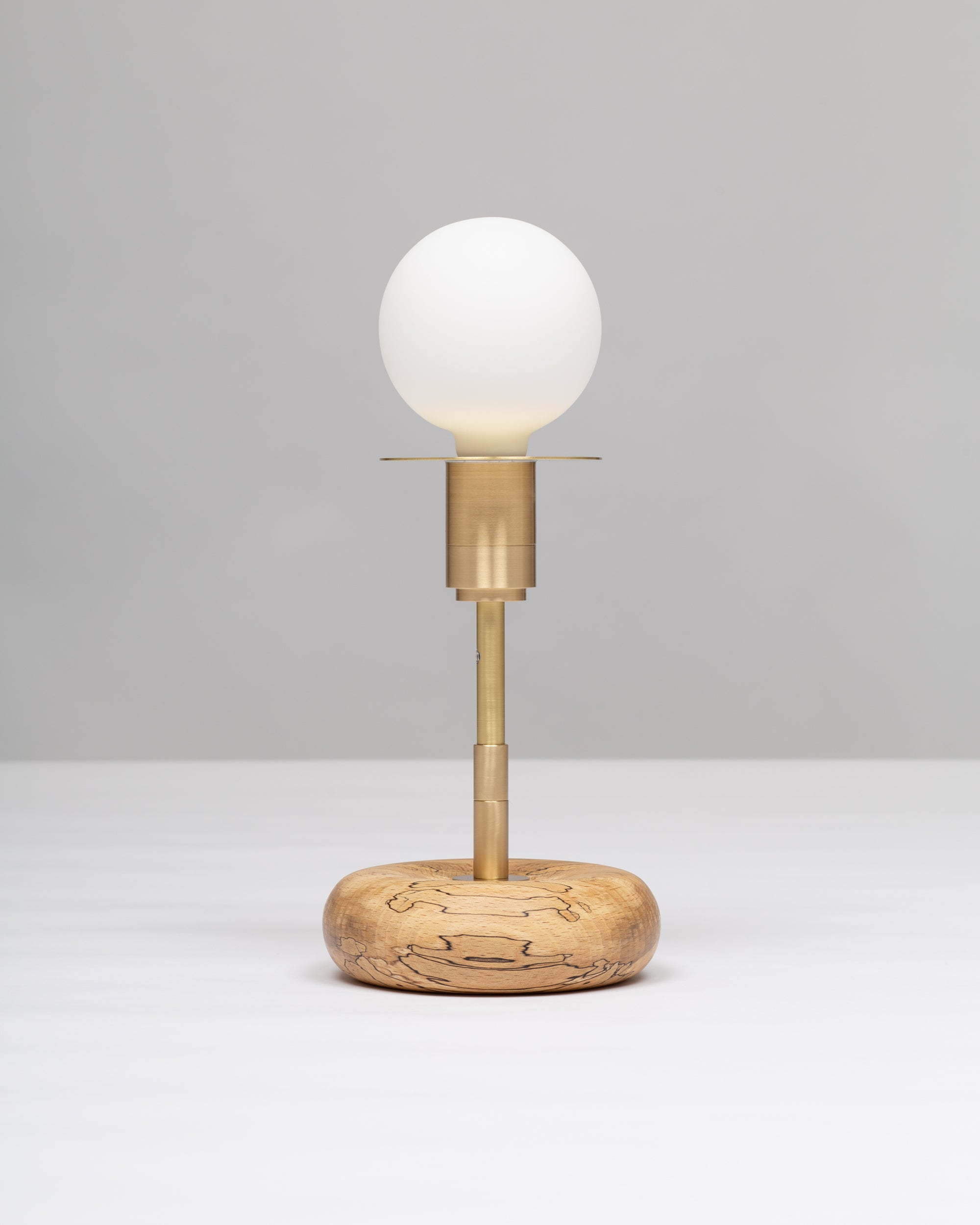 Walnut Mini Pebble Disc Sphere Table Lamp