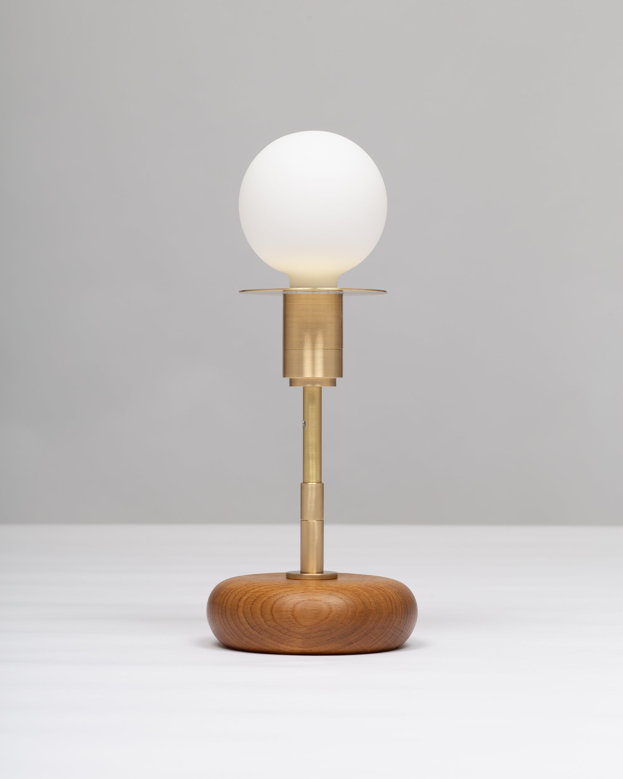 Walnut Mini Pebble Disc Sphere Table Lamp