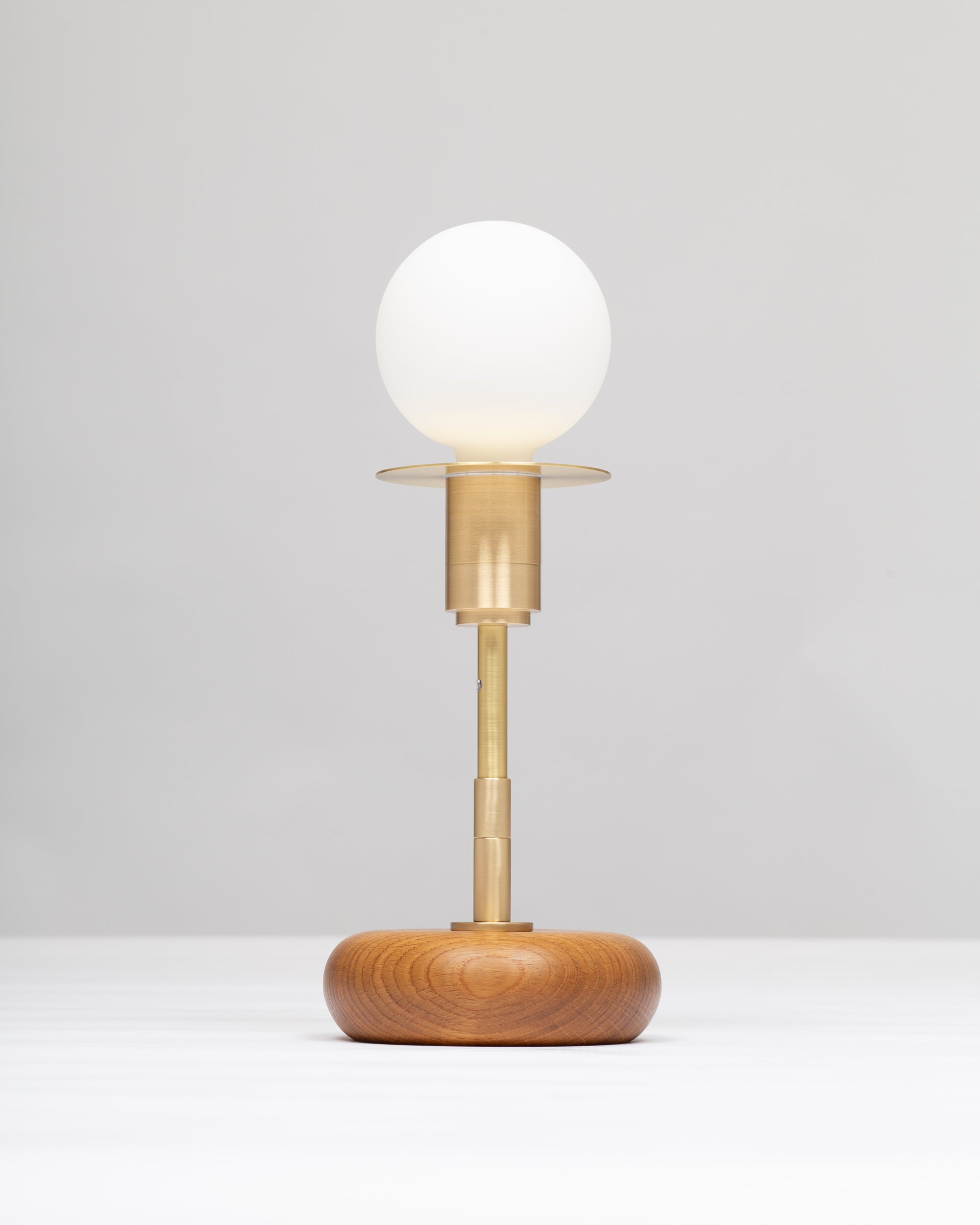 Walnut Mini Pebble Disc Sphere Table Lamp