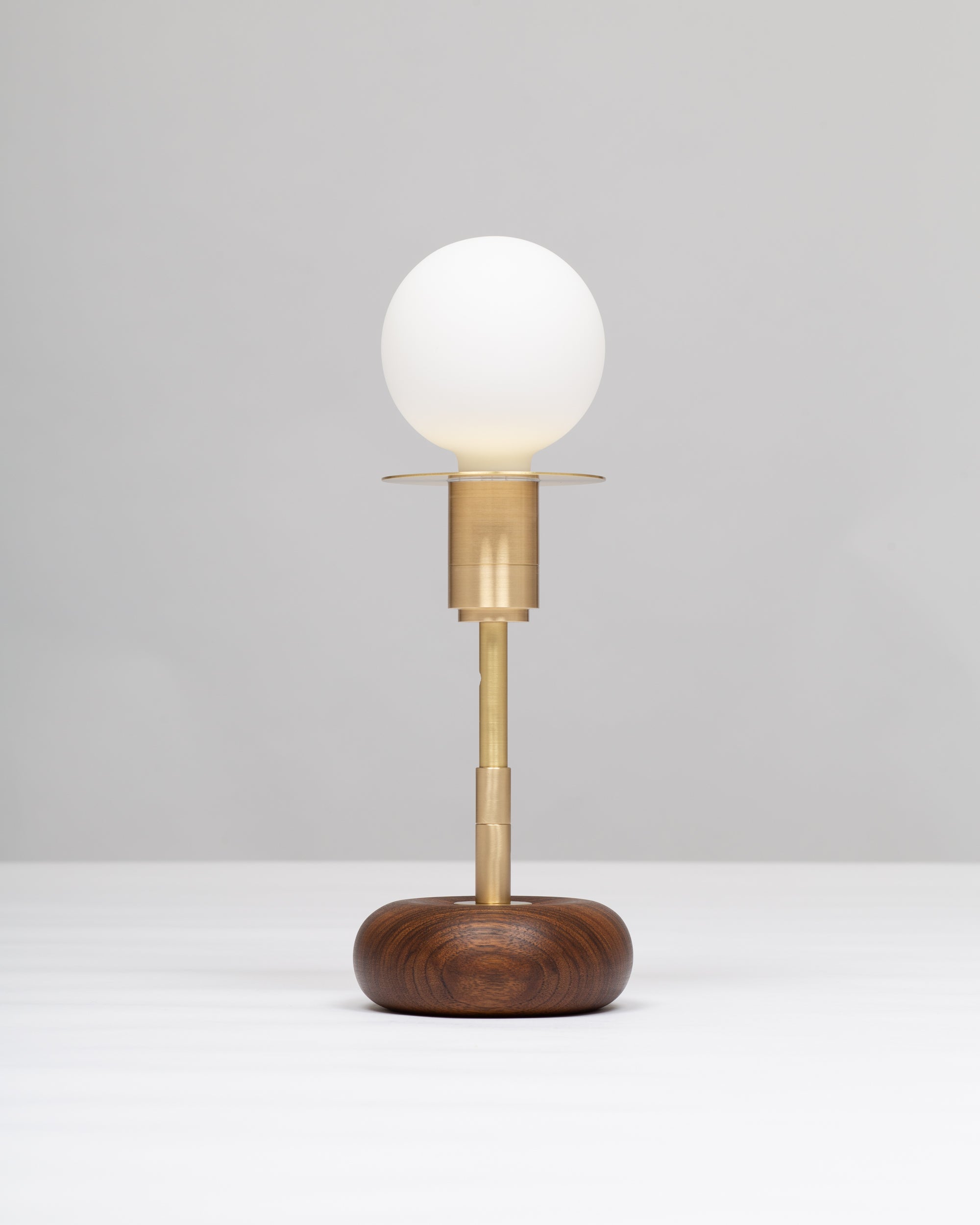 Walnut Mini Pebble Disc Sphere Table Lamp