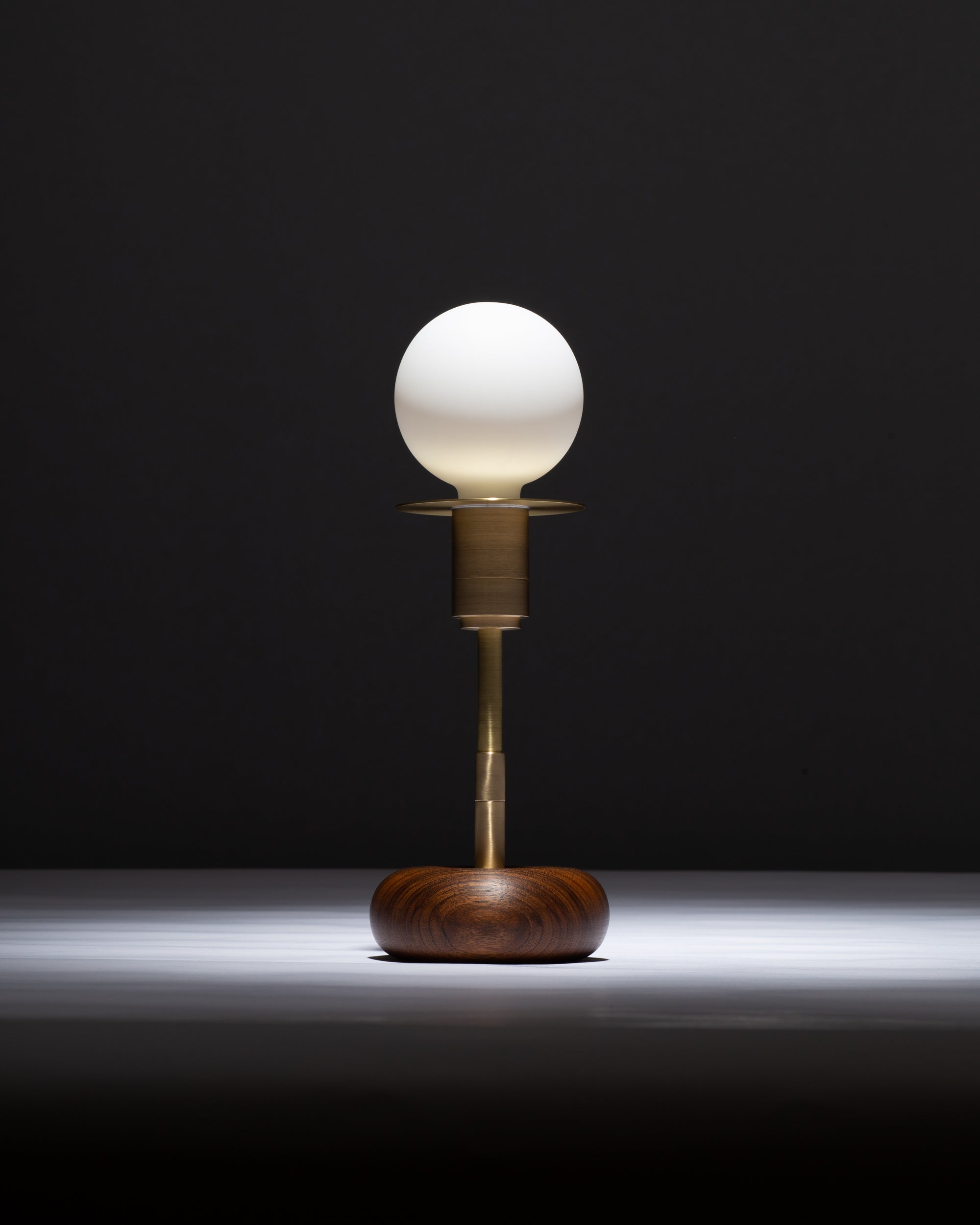 Walnut Mini Pebble Disc Sphere Table Lamp