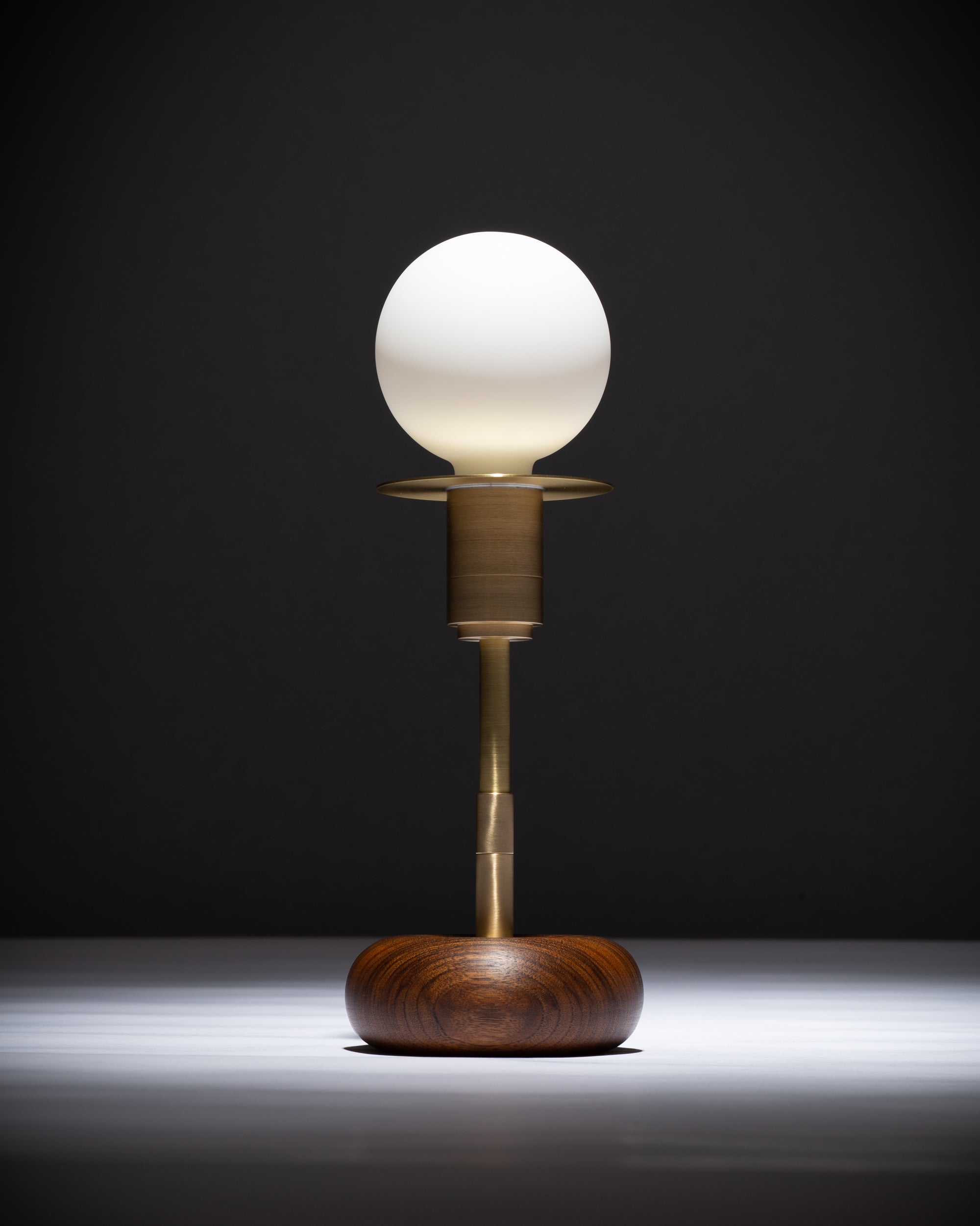 Walnut Mini Pebble Disc Sphere Table Lamp