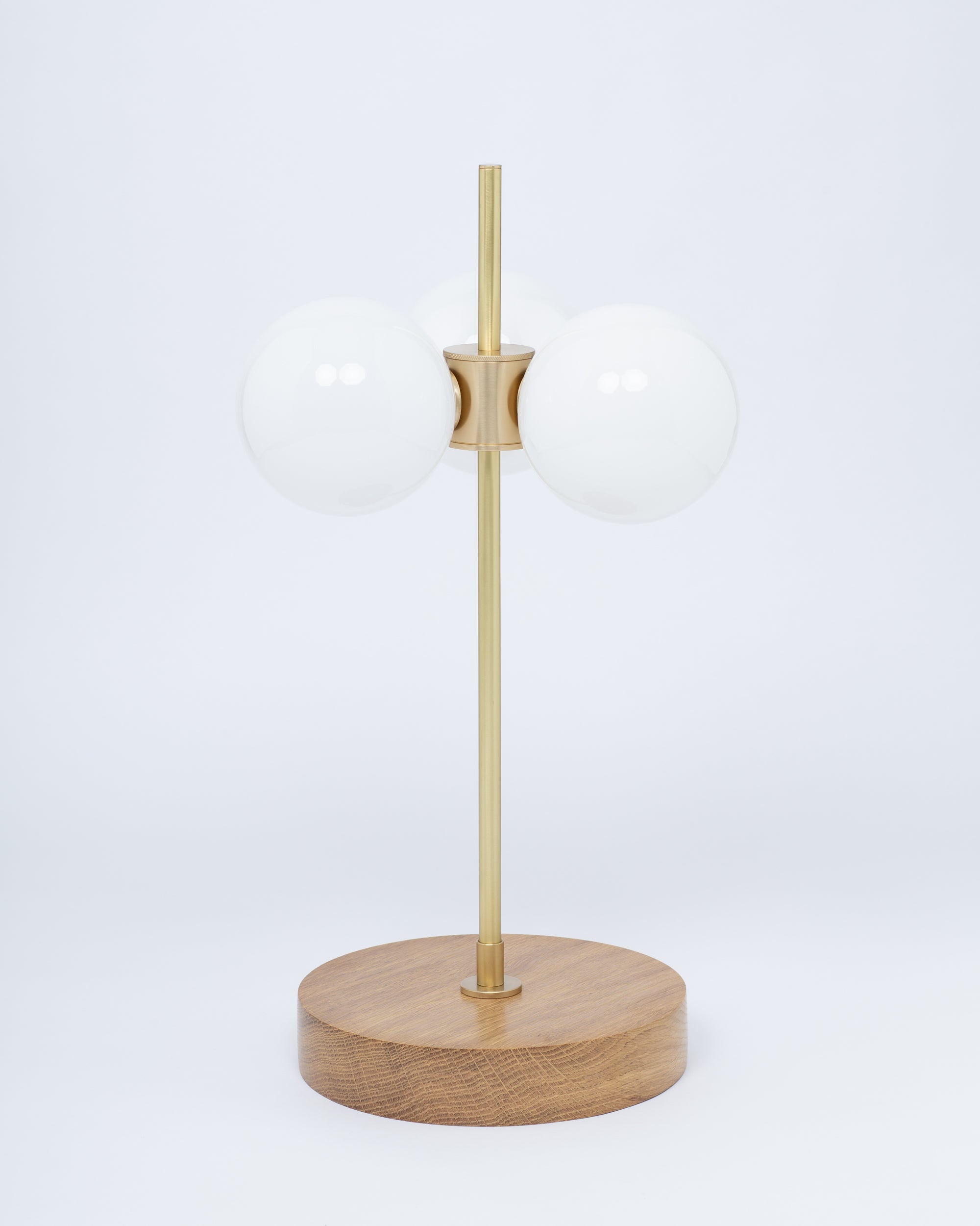 Opal Globe Oak Table Lamp