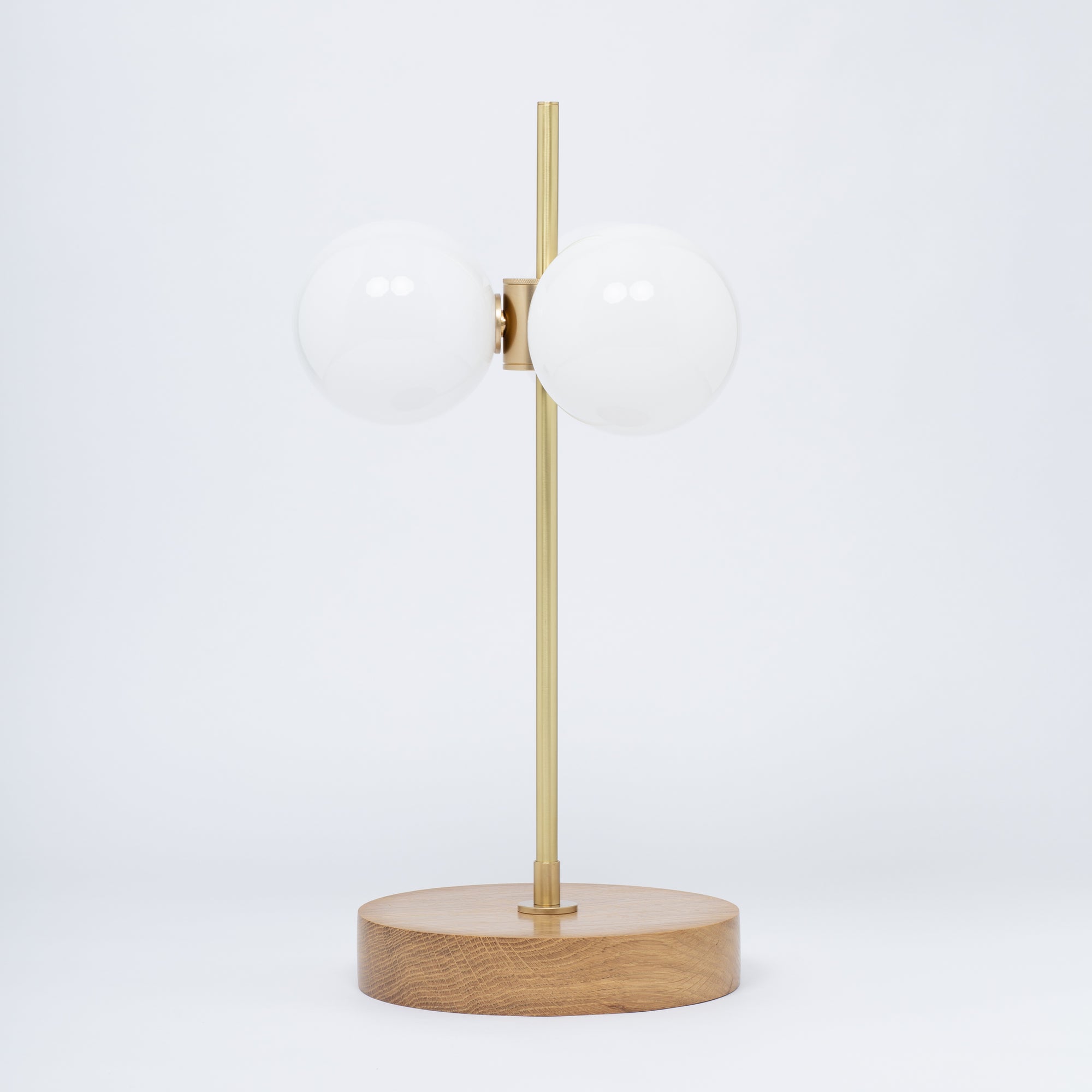 Opal Globe Oak Table Lamp