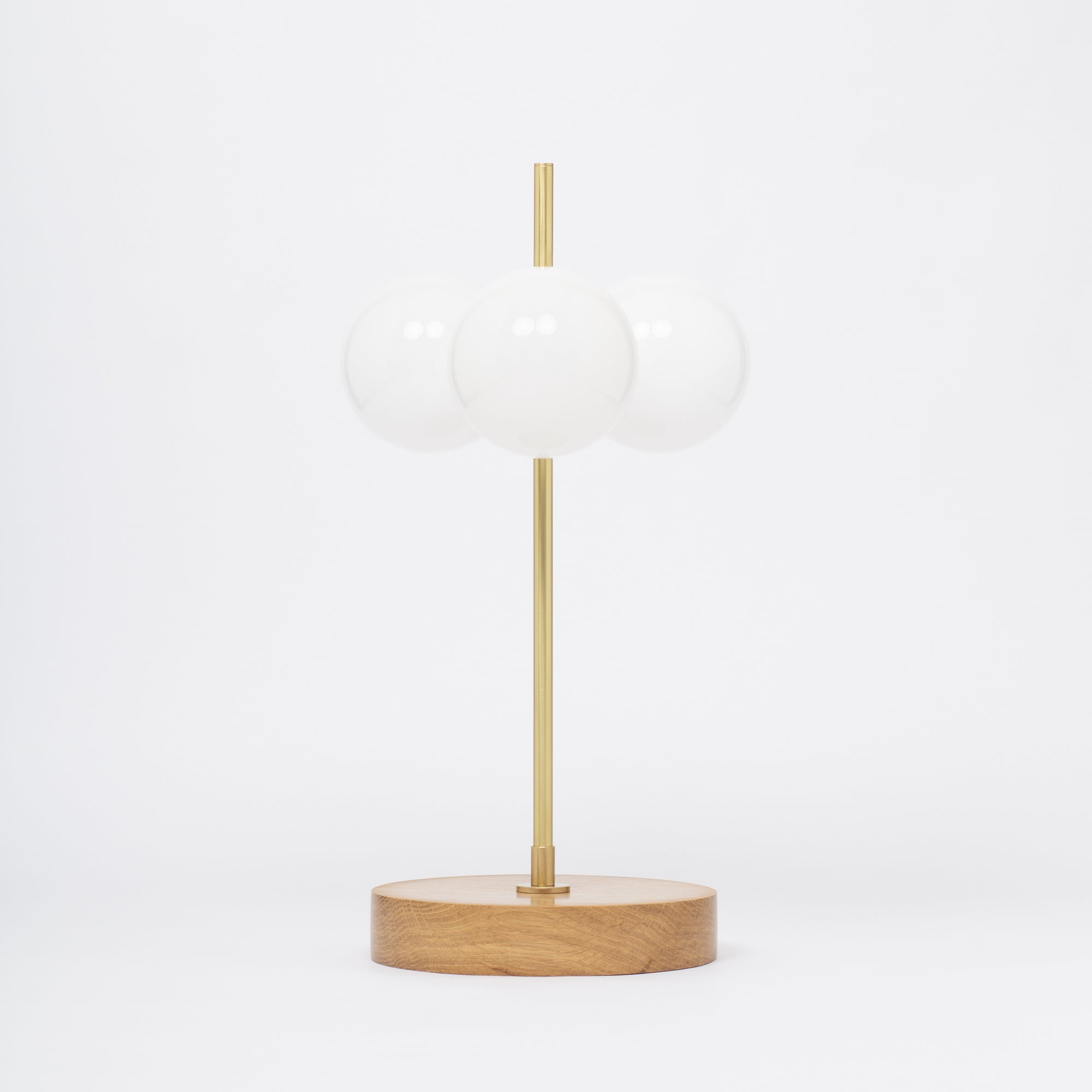 Opal Globe Oak Table Lamp