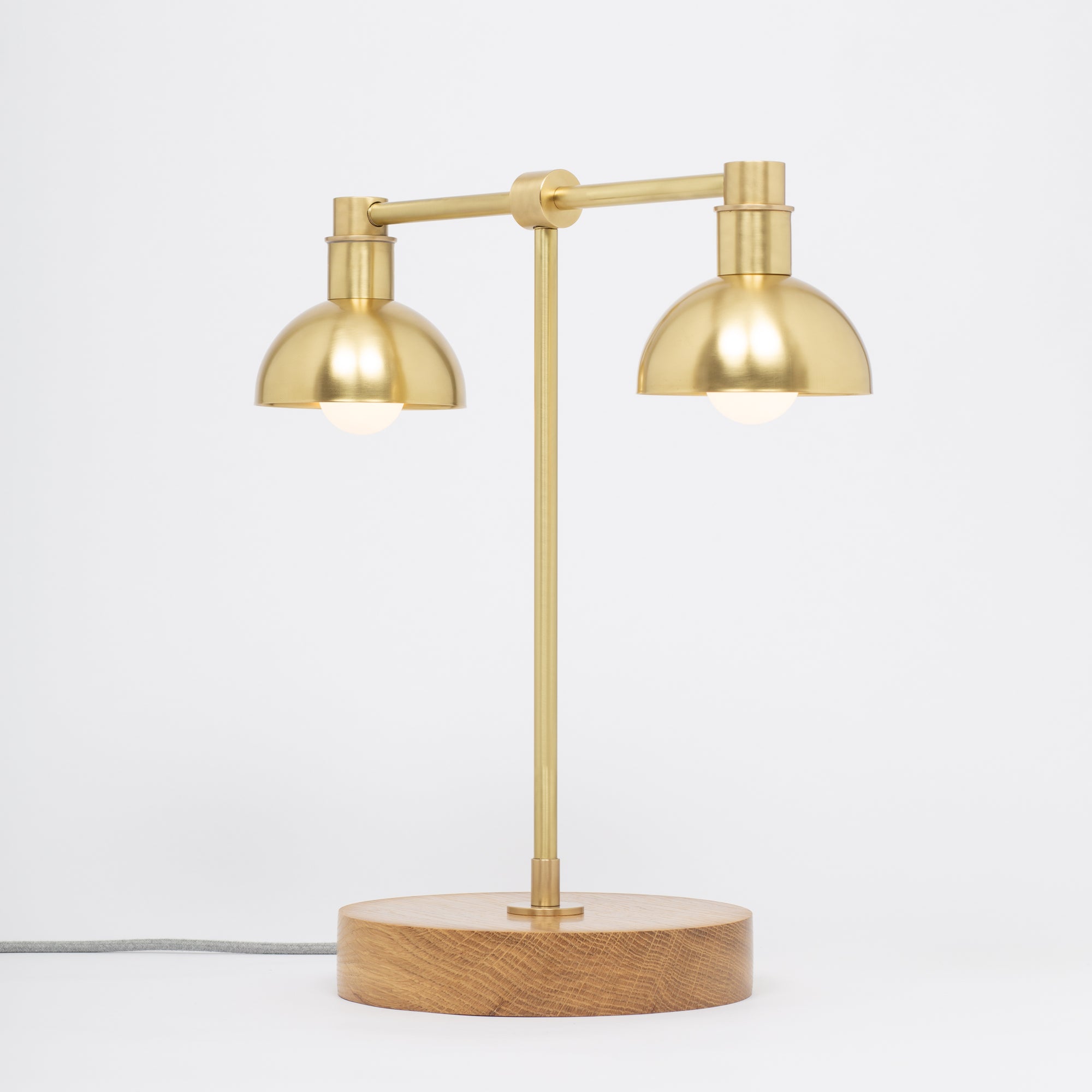 Double Dome Oak Dim to Warm Table Lamp