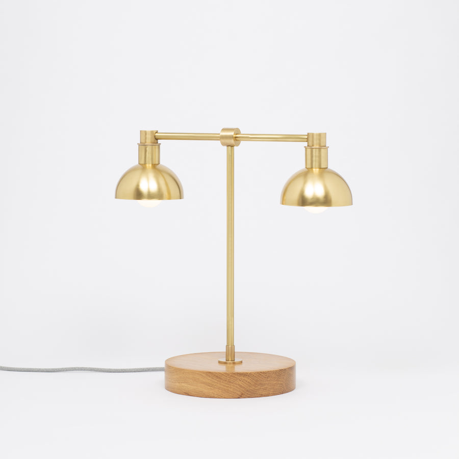 Double Dome Oak Dim to Warm Table Lamp