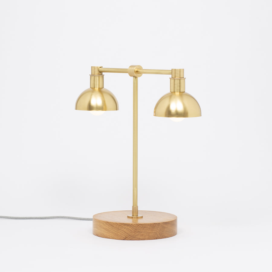 Double Dome Oak Dim to Warm Table Lamp