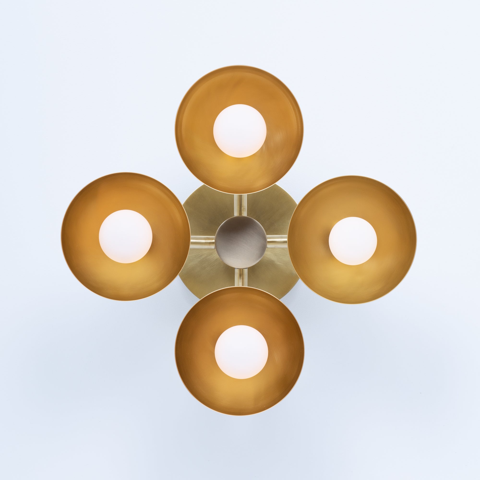 Four Dome Cup Sphere Brass Wall Fixture