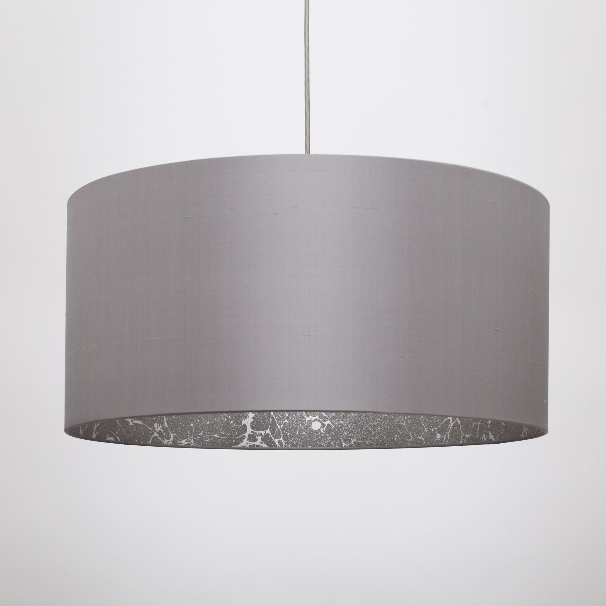 Manta ray dark grey silk silver marble lampshade