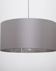 Manta ray dark grey silk silver marble lampshade