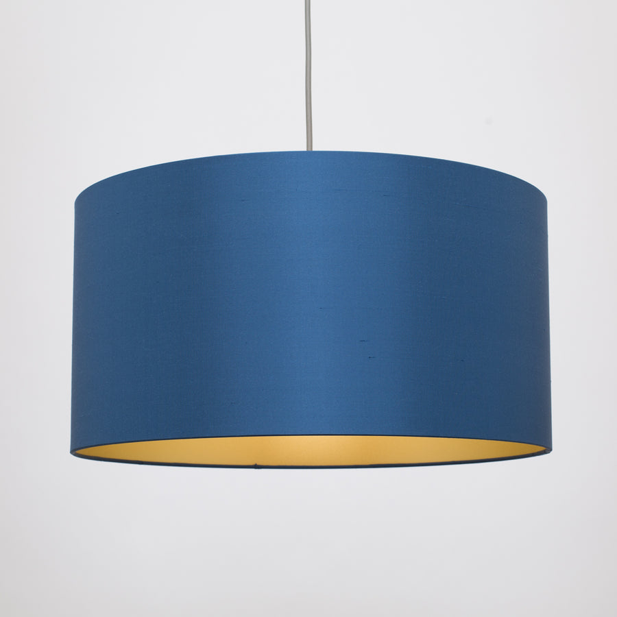 Insignia blue silk gold lining lampshade