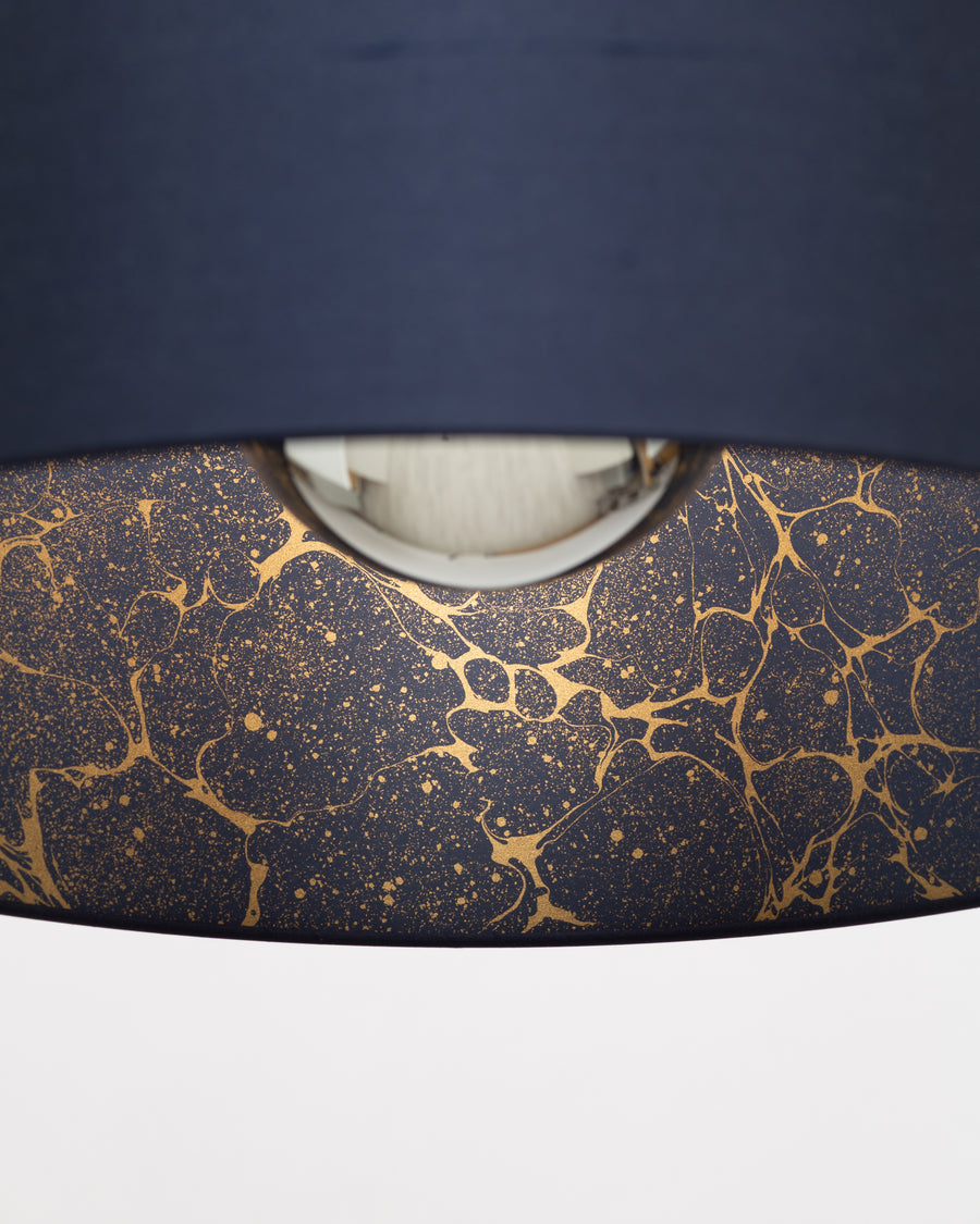 Ink Navy Blue Silk Gold Space Marble Lampshade
