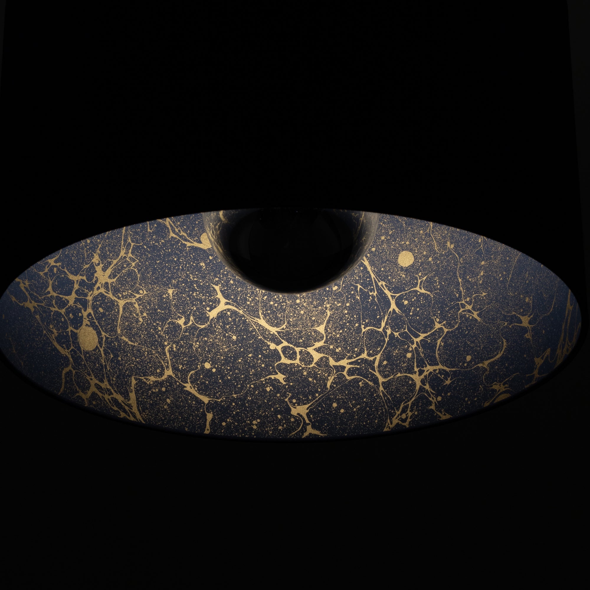 Ink Navy Blue Silk Gold Space Marble Lampshade