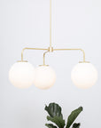 Large Matte Sphere Brass Pendant