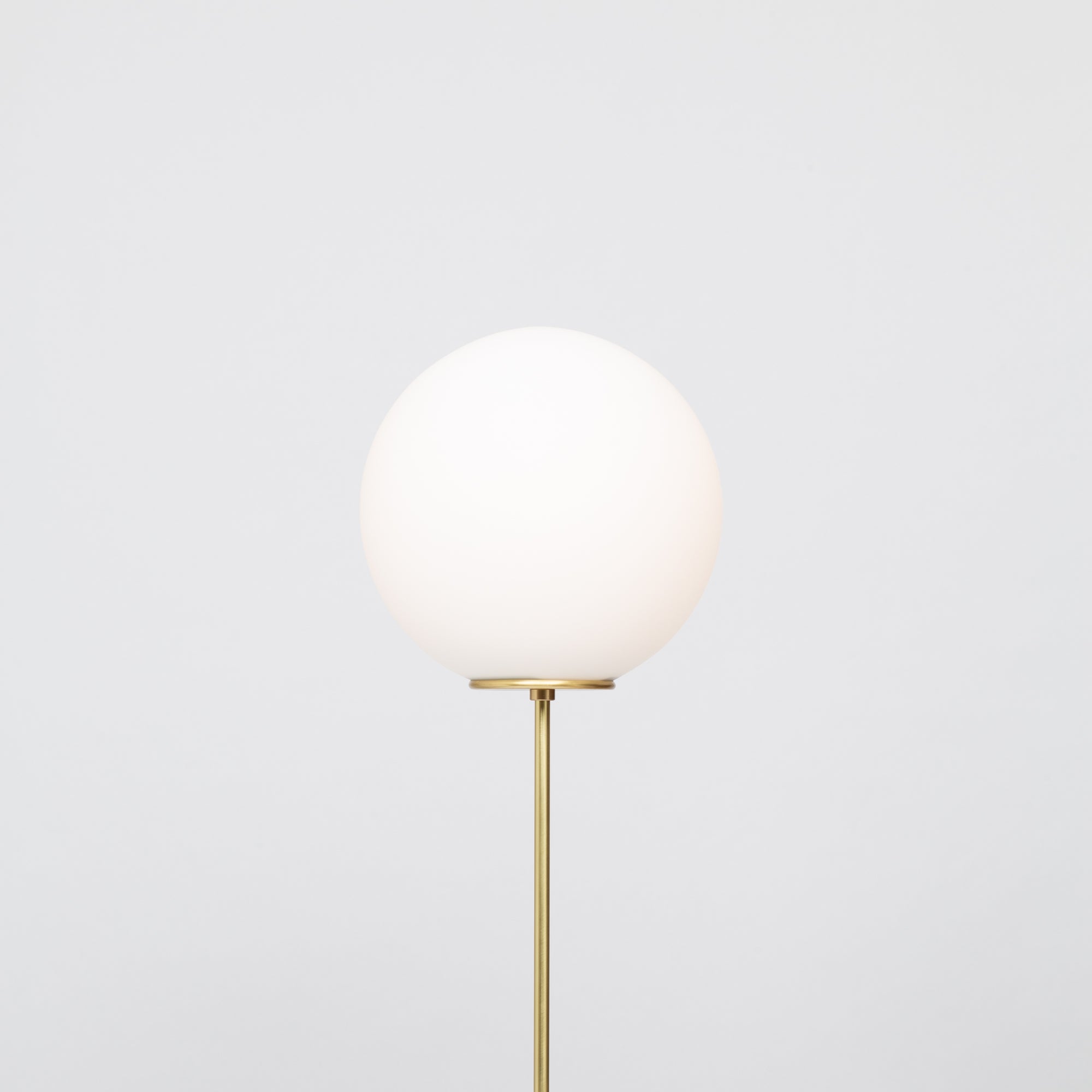 Matte Glass Sphere Light Engine Oak Floor Lamp