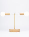 Oslo Double Sphere Dim to Warm Oak Table Lamp