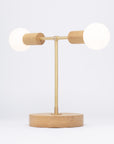 Oslo Double Sphere Dim to Warm Oak Table Lamp