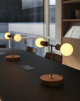 Oslo Double Sphere Dim to Warm Oak Table Lamp