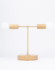 Oslo Double Sphere Dim to Warm Oak Table Lamp