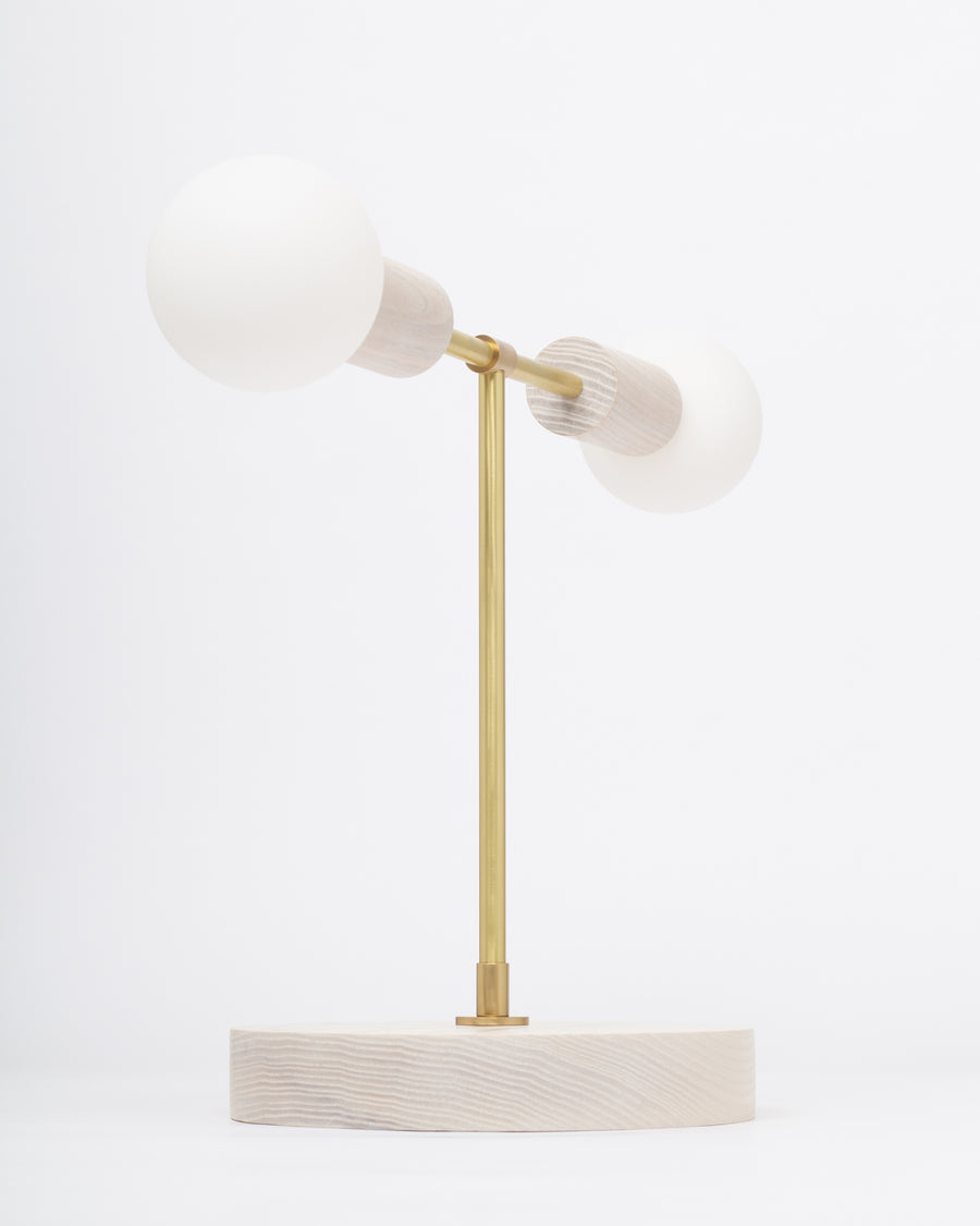 Oslo White Ash Double Sphere Dim To Warm Table Lamp