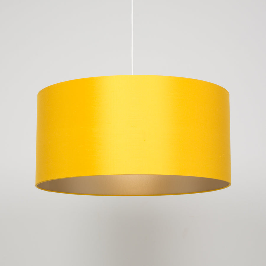 Sunflower yellow silk warm silver champagne lining lampshade
